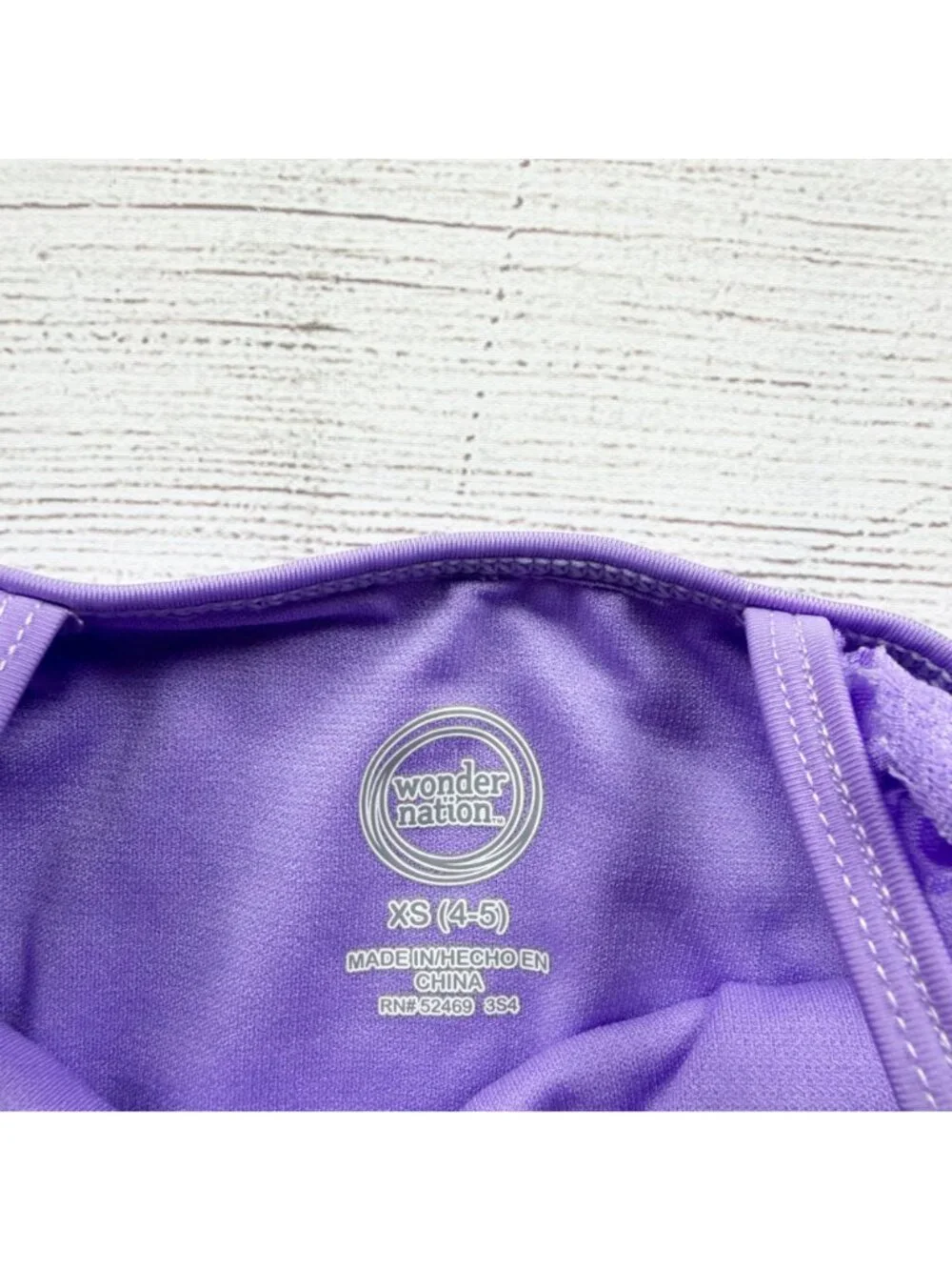 Wonder Nation Girls Purple Eyelet Ruffle One Piece Swimsuit Stylish XS 4-5